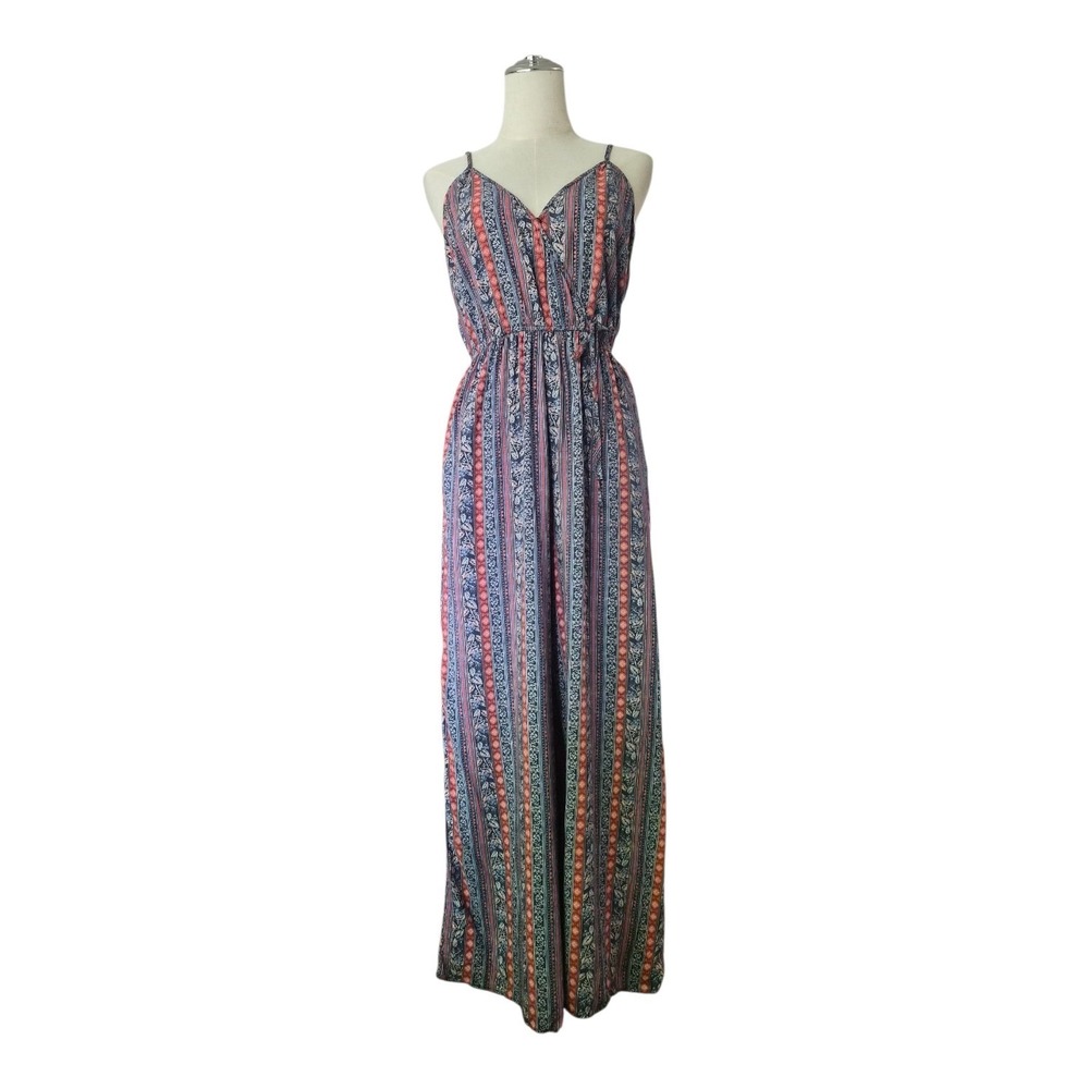 Band of Gypsies Wide Leg Jumpsuit Boho Paisley Print Tie Waist Pockets‎ Size M